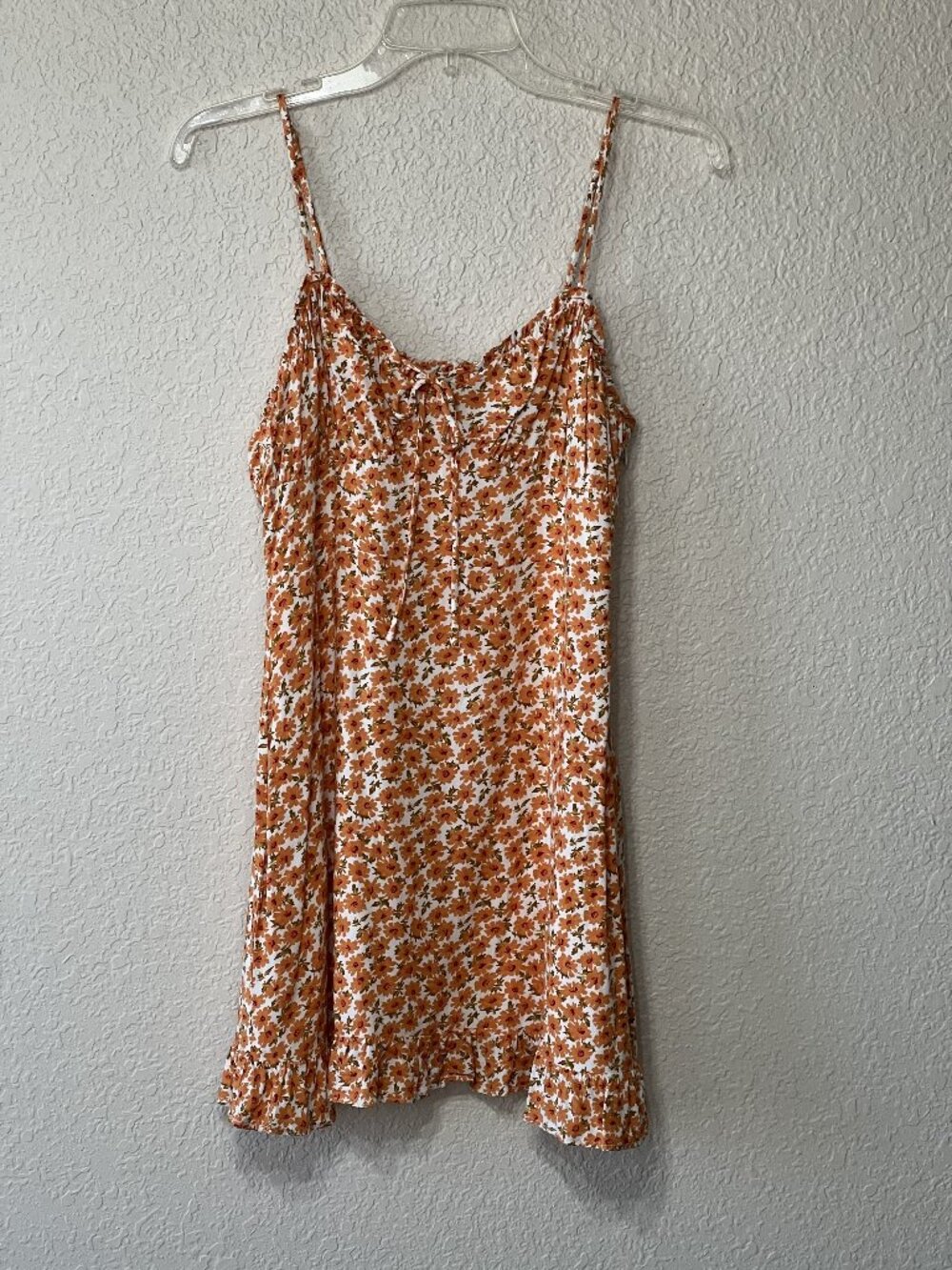 Princess Polly Orange and White Floral Mini Slip Dress Sumner Party Size 8